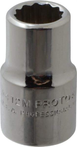 Proto - 1/2" Drive, Standard Hand Socket - 12 Points, 1-1/2" OAL, Chrome Vanadium, Chrome Finish - Exact Tool & Supply