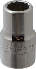 Proto - 1/2" Drive, Standard Hand Socket - 12 Points, 1-1/2" OAL, Chrome Vanadium, Chrome Finish - Exact Tool & Supply