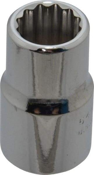 Proto - 1/2" Drive, Standard Hand Socket - 12 Points, 1-1/2" OAL, Chrome Finish - Exact Tool & Supply