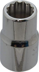 Proto - 1/2" Drive, Standard Hand Socket - 12 Points, 1-1/2" OAL, Chrome Finish - Exact Tool & Supply