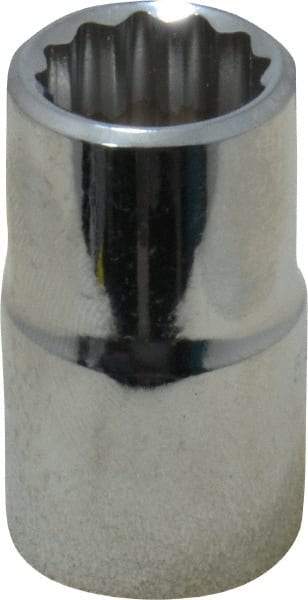 Proto - 1/2" Drive, Standard Hand Socket - 12 Points, 1-1/2" OAL, Chrome Finish - Exact Tool & Supply