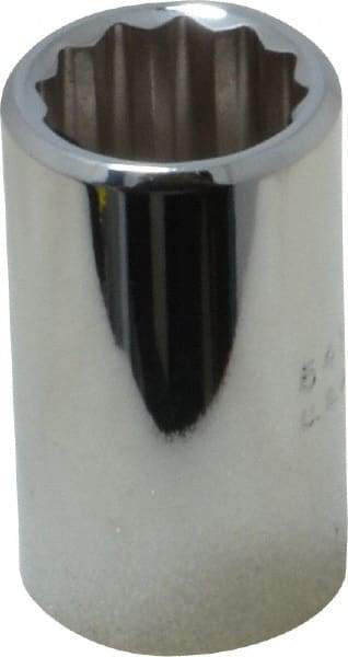 Proto - 1/2" Drive, Standard Hand Socket - 12 Points, 1-1/2" OAL, Chrome Finish - Exact Tool & Supply