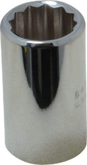Proto - 1/2" Drive, Standard Hand Socket - 12 Points, 1-1/2" OAL, Chrome Finish - Exact Tool & Supply
