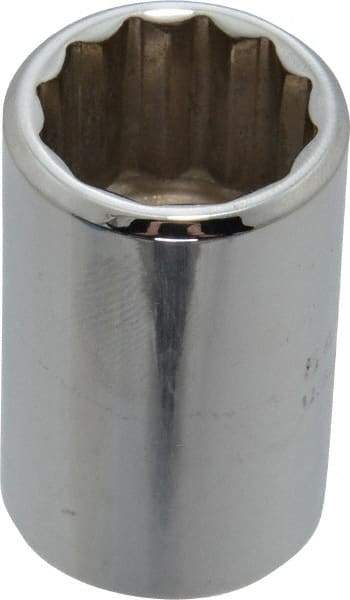 Proto - 1/2" Drive, Standard Hand Socket - 12 Points, 1-1/2" OAL, Chrome Finish - Exact Tool & Supply