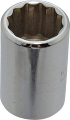 Proto - 1/2" Drive, Standard Hand Socket - 12 Points, 1-1/2" OAL, Chrome Finish - Exact Tool & Supply