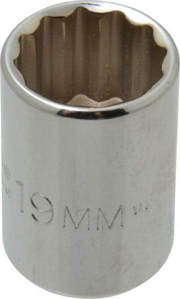 Proto - 1/2" Drive, Standard Hand Socket - 12 Points, 1-1/2" OAL, Chrome Finish - Exact Tool & Supply