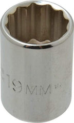 Proto - 1/2" Drive, Standard Hand Socket - 12 Points, 1-1/2" OAL, Chrome Finish - Exact Tool & Supply