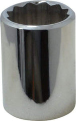 Proto - 1/2" Drive, Standard Hand Socket - 12 Points, 1-1/2" OAL, Chrome Vanadium, Chrome Finish - Exact Tool & Supply