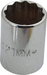 Proto - 1/2" Drive, Standard Hand Socket - 12 Points, 1-7/16" OAL, Chrome Finish - Exact Tool & Supply