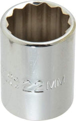 Proto - 1/2" Drive, Standard Hand Socket - 12 Points, 1-17/32" OAL, Chrome Finish - Exact Tool & Supply