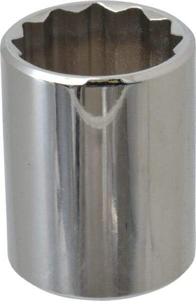 Proto - 1/2" Drive, Standard Hand Socket - 12 Points, 1-17/32" OAL, Chrome Finish - Exact Tool & Supply