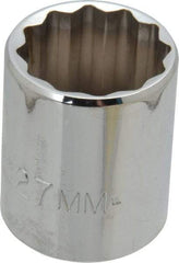 Proto - 1/2" Drive, Standard Hand Socket - 12 Points, 1-17/32" OAL, Chrome Finish - Exact Tool & Supply