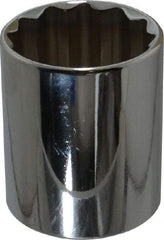 Proto - 1/2" Drive, Standard Hand Socket - 12 Points, 1-25/32" OAL, Chrome Finish - Exact Tool & Supply