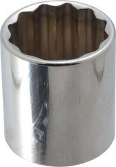 Proto - 1/2" Drive, Standard Hand Socket - 12 Points, 1-25/32" OAL, Chrome Finish - Exact Tool & Supply