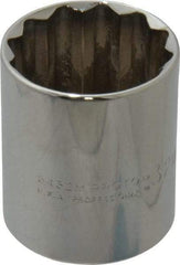 Proto - 1/2" Drive, Standard Hand Socket - 12 Points, 1-25/32" OAL, Chrome Finish - Exact Tool & Supply