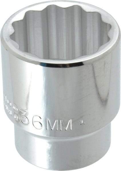Proto - 1/2" Drive, Standard Hand Socket - 12 Points, 2-1/4" OAL, Chrome Finish - Exact Tool & Supply