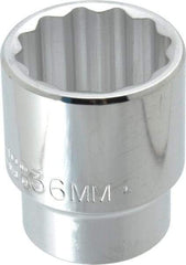 Proto - 1/2" Drive, Standard Hand Socket - 12 Points, 2-1/4" OAL, Chrome Finish - Exact Tool & Supply