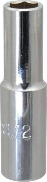 Proto - 1/2", 1/2" Drive, Deep Hand Socket - 6 Points, 3-1/4" OAL, Chrome Finish - Exact Tool & Supply
