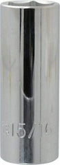 Proto - 15/16", 1/2" Drive, Deep Hand Socket - 6 Points, 3-1/4" OAL, Chrome Finish - Exact Tool & Supply