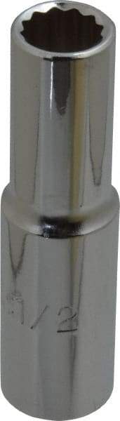 Proto - 1/2", 1/2" Drive, Deep Hand Socket - 12 Points, 3-1/4" OAL, Chrome Finish - Exact Tool & Supply