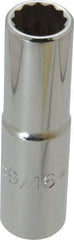 Proto - 9/16", 1/2" Drive, Deep Hand Socket - 12 Points, 3-1/4" OAL, Chrome Finish - Exact Tool & Supply