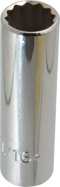 Proto - 11/16", 1/2" Drive, Deep Hand Socket - 12 Points, 3-1/4" OAL, Chrome Finish - Exact Tool & Supply