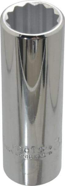 Proto - 3/4", 1/2" Drive, Deep Hand Socket - 12 Points, 3-1/4" OAL, Chrome Finish - Exact Tool & Supply