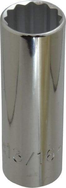 Proto - 13/16", 1/2" Drive, Deep Hand Socket - 12 Points, 3-1/4" OAL, Chrome Finish - Exact Tool & Supply