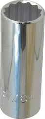 Proto - 7/8", 1/2" Drive, Deep Hand Socket - 12 Points, 3-1/4" OAL, Chrome Finish - Exact Tool & Supply