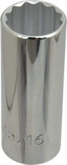 Proto - 15/16", 1/2" Drive, Deep Hand Socket - 12 Points, 3-1/4" OAL, Chrome Finish - Exact Tool & Supply