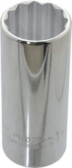 Proto - 1", 1/2" Drive, Deep Hand Socket - 12 Points, 3-1/4" OAL, Chrome Finish - Exact Tool & Supply
