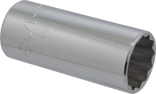 Proto - 1-1/16", 1/2" Drive, Deep Hand Socket - 12 Points, 3-1/4" OAL, Chrome Finish - Exact Tool & Supply