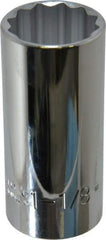 Proto - 1-1/8", 1/2" Drive, Deep Hand Socket - 12 Points, 3-1/4" OAL, Chrome Finish - Exact Tool & Supply