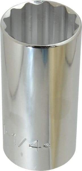 Proto - 1-1/4", 1/2" Drive, Deep Hand Socket - 12 Points, 3-1/4" OAL, Chrome Finish - Exact Tool & Supply