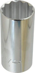 Proto - 1-1/4", 1/2" Drive, Deep Hand Socket - 12 Points, 3-1/4" OAL, Chrome Finish - Exact Tool & Supply