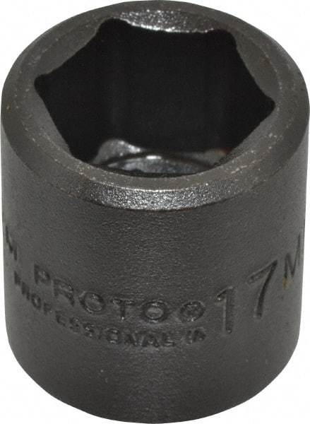 Proto - 3/8" Drive 17mm Standard Impact Socket - 6 Points, 1-3/32" OAL - Exact Tool & Supply