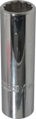 Proto - 1/2" Drive, Deep Hand Socket - 12 Points, 3-1/4" OAL, Chrome Finish - Exact Tool & Supply
