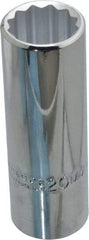 Proto - 1/2" Drive, Deep Hand Socket - 12 Points, 3-1/4" OAL, Chrome Finish - Exact Tool & Supply