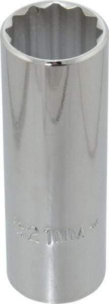 Proto - 1/2" Drive, Deep Hand Socket - 12 Points, 3-1/4" OAL, Chrome Finish - Exact Tool & Supply