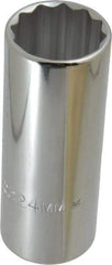 Proto - 1/2" Drive, Deep Hand Socket - 12 Points, 3-1/4" OAL, Chrome Finish - Exact Tool & Supply