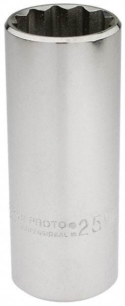 Proto - 1/2" Drive, Deep Hand Socket - 12 Points, 3-1/4" OAL, Chrome Finish - Exact Tool & Supply