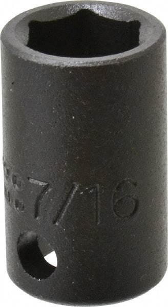 Proto - 3/8" Drive 7/16" Standard Impact Socket - 6 Points, 1-3/32" OAL - Exact Tool & Supply