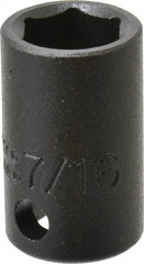 Proto - 3/8" Drive 7/16" Standard Impact Socket - 6 Points, 1-3/32" OAL - Exact Tool & Supply