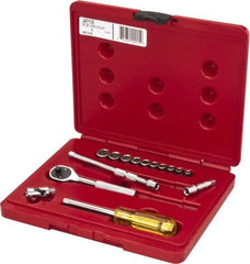 Proto - 15 Piece 1/4" Drive Socket Set - 6 Points, 3/16" to 9/16" Range, Inch Measurement Standard - Exact Tool & Supply
