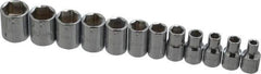 Proto - 12 Piece 1/4" Drive Socket Set - 6 Points, 4mm to 14mm Range, Metric Measurement Standard - Exact Tool & Supply