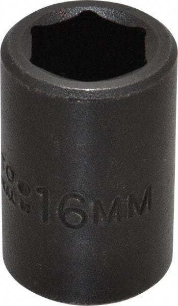 Proto - 1/2" Drive 16mm Standard Impact Socket - 6 Points, 1-1/2" OAL - Exact Tool & Supply