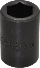 Proto - 1/2" Drive 16mm Standard Impact Socket - 6 Points, 1-1/2" OAL - Exact Tool & Supply
