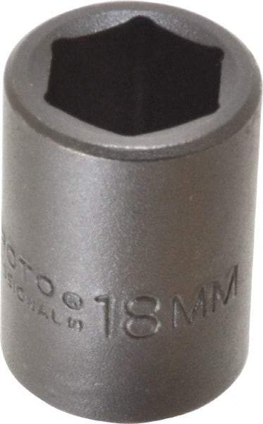 Proto - 1/2" Drive 18mm Standard Impact Socket - 6 Points, 1-1/2" OAL - Exact Tool & Supply