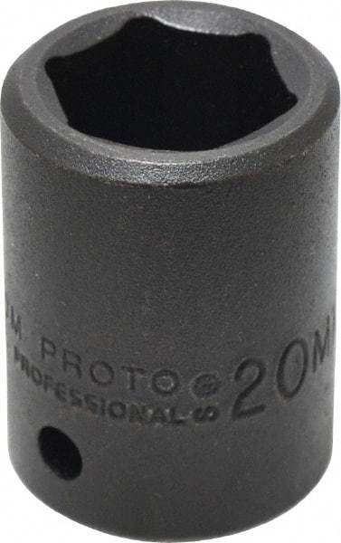 Proto - 1/2" Drive 20mm Standard Impact Socket - 6 Points, 1-39/64" OAL - Exact Tool & Supply