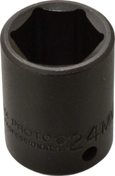 Proto - 1/2" Drive 24mm Standard Impact Socket - 6 Points, 1-39/64" OAL - Exact Tool & Supply